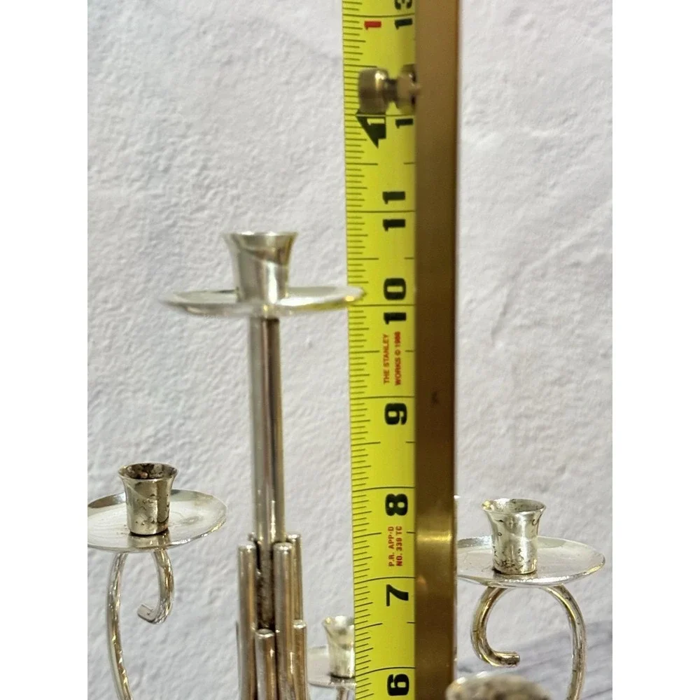 Vintage Mid Century Modern Silver Plated Candelabra Asymmetrical Multi Branch